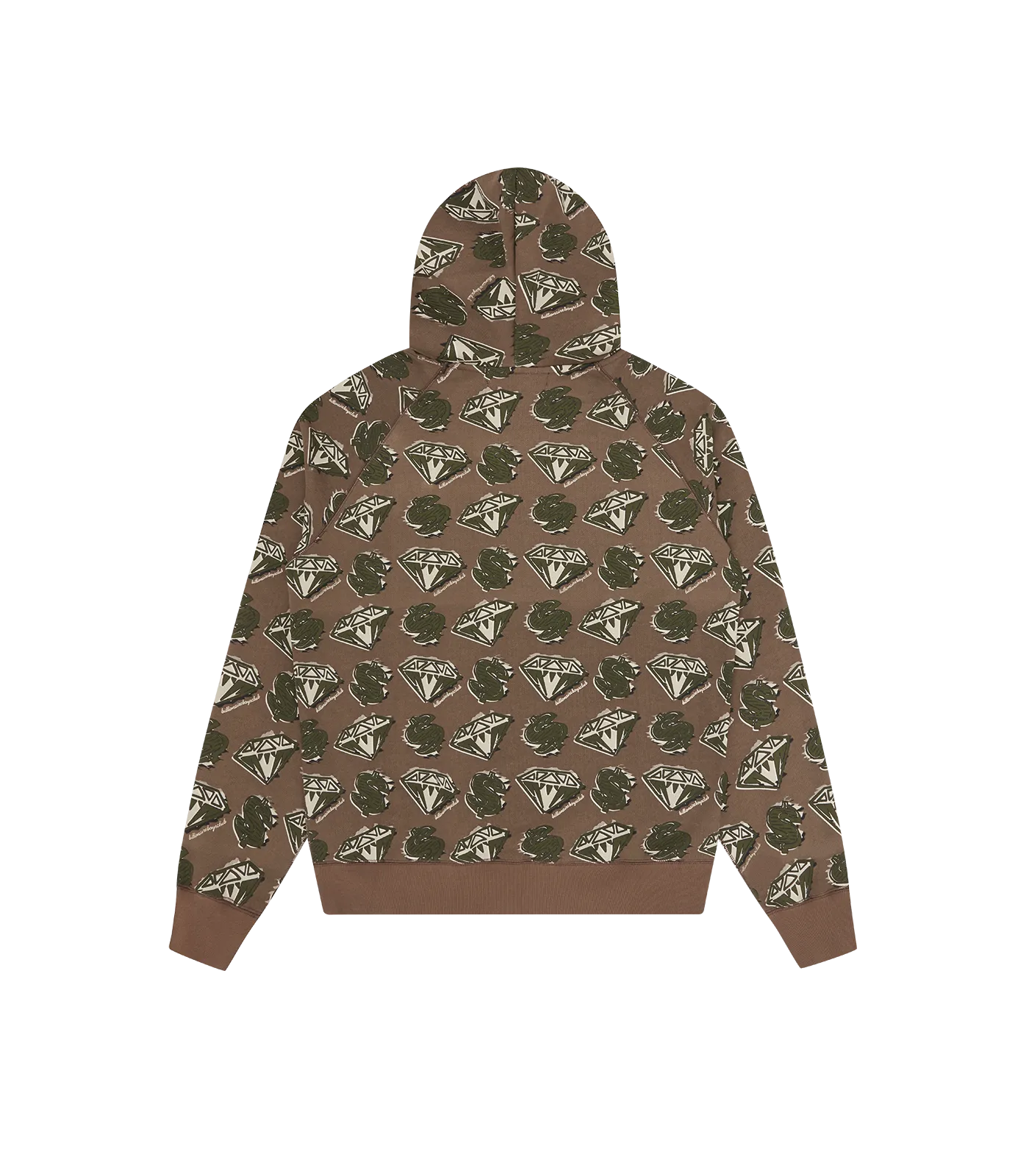 DIAMONDS & DOLLARS ZIP THROUGH HOOD - KHAKI