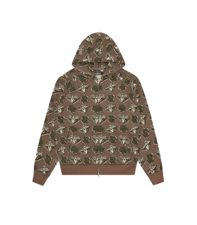 DIAMONDS & DOLLARS ZIP THROUGH HOOD - KHAKI