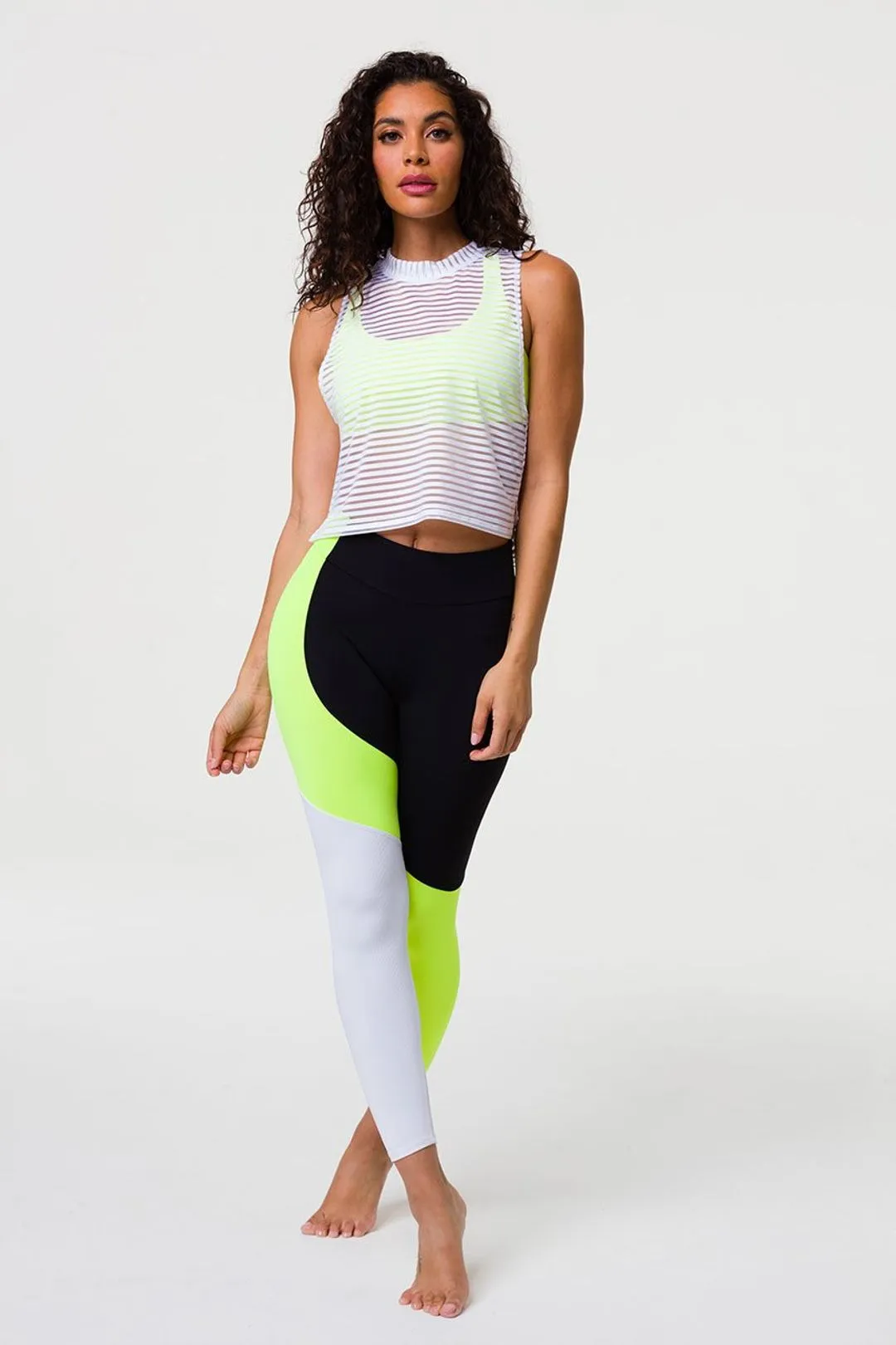 Edge Tank -White Stripe Mesh