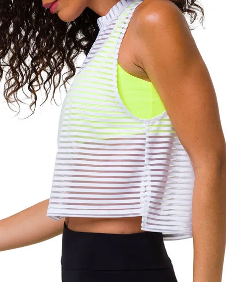 Edge Tank -White Stripe Mesh