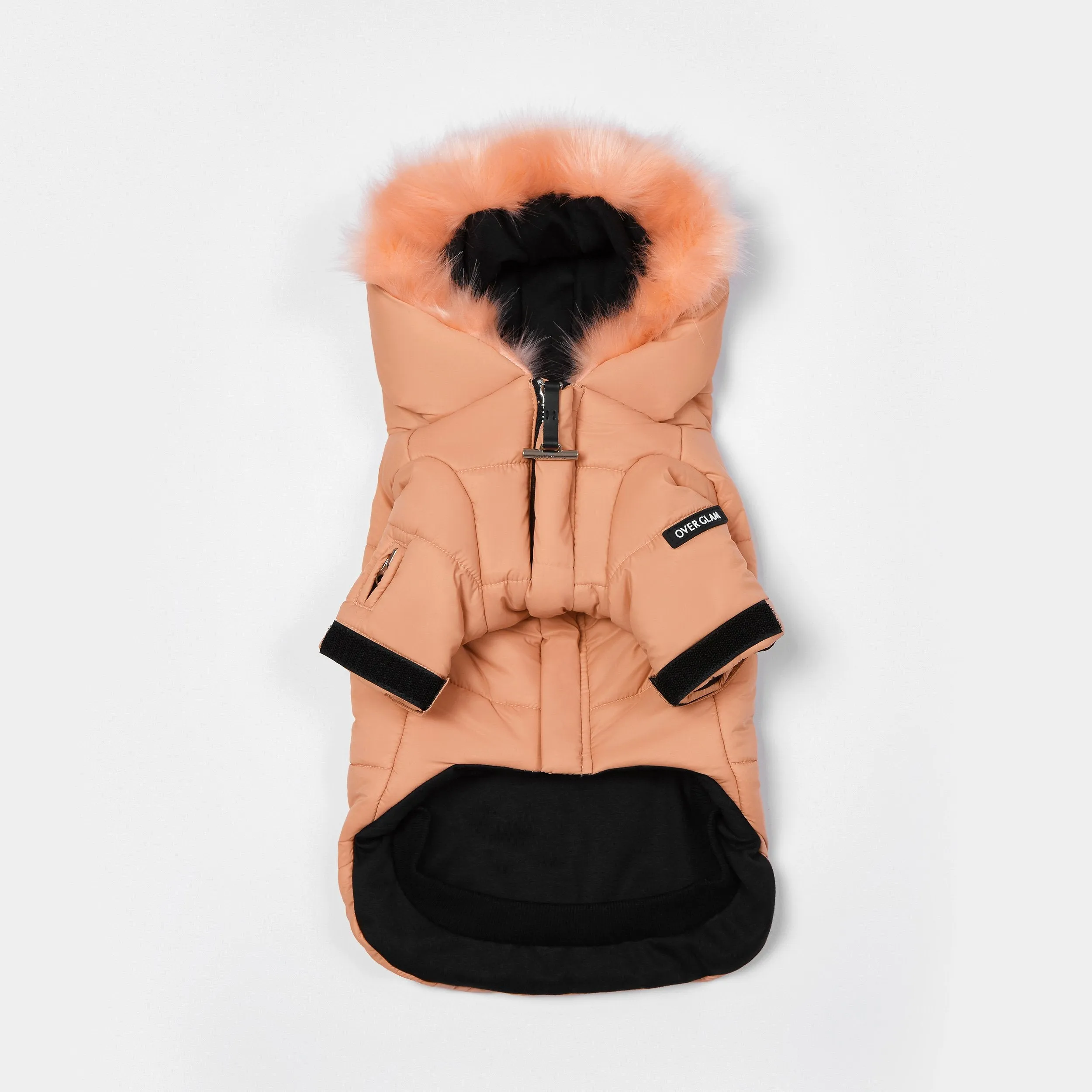 Faux Fur  Zip Up Puffer Ski Jacket with Hood