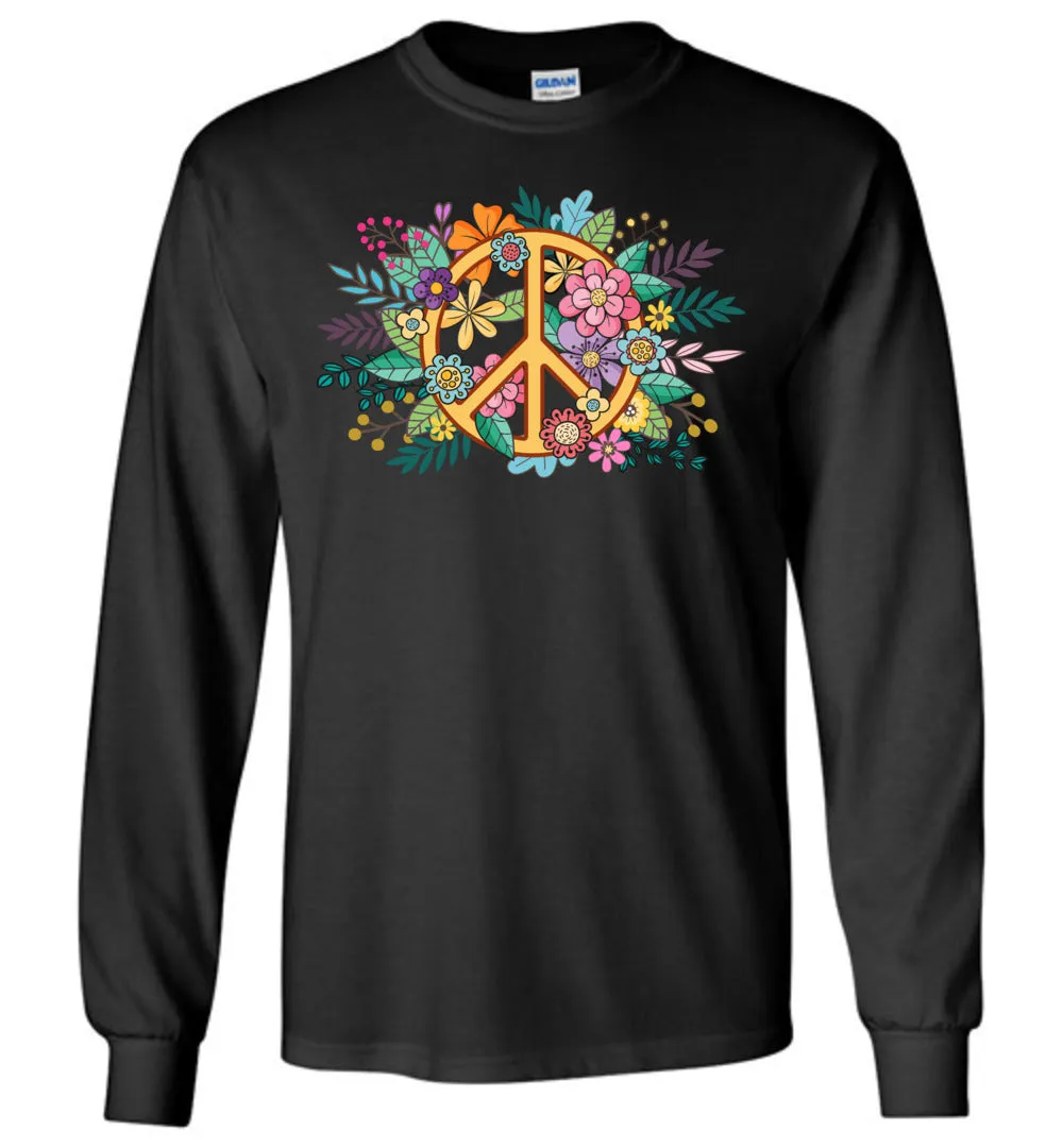 Floral Peace Sign Long Sleeve T-shirts