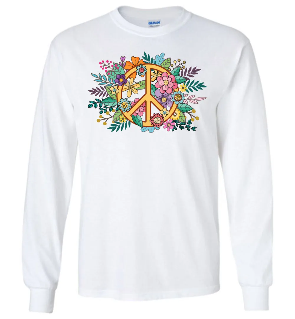 Floral Peace Sign Long Sleeve T-shirts