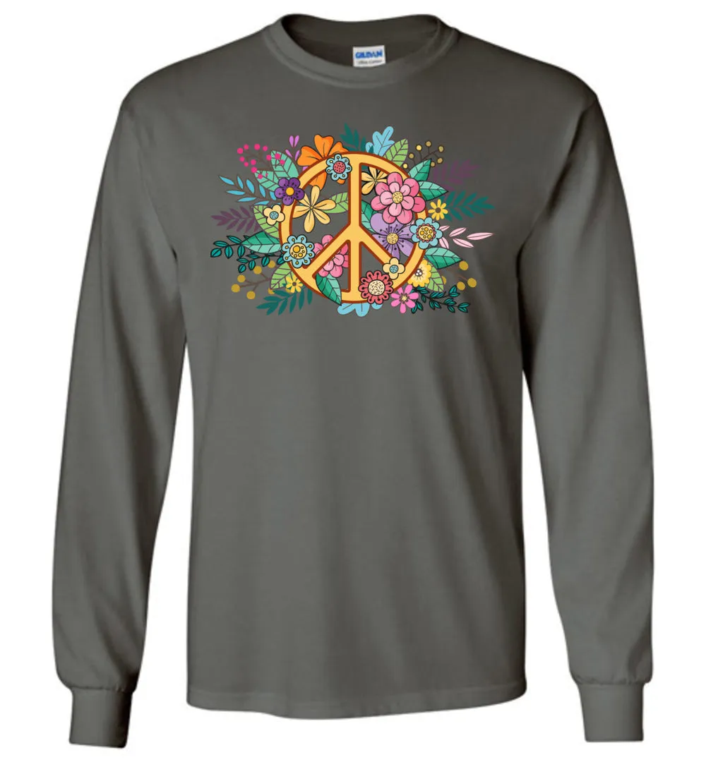 Floral Peace Sign Long Sleeve T-shirts