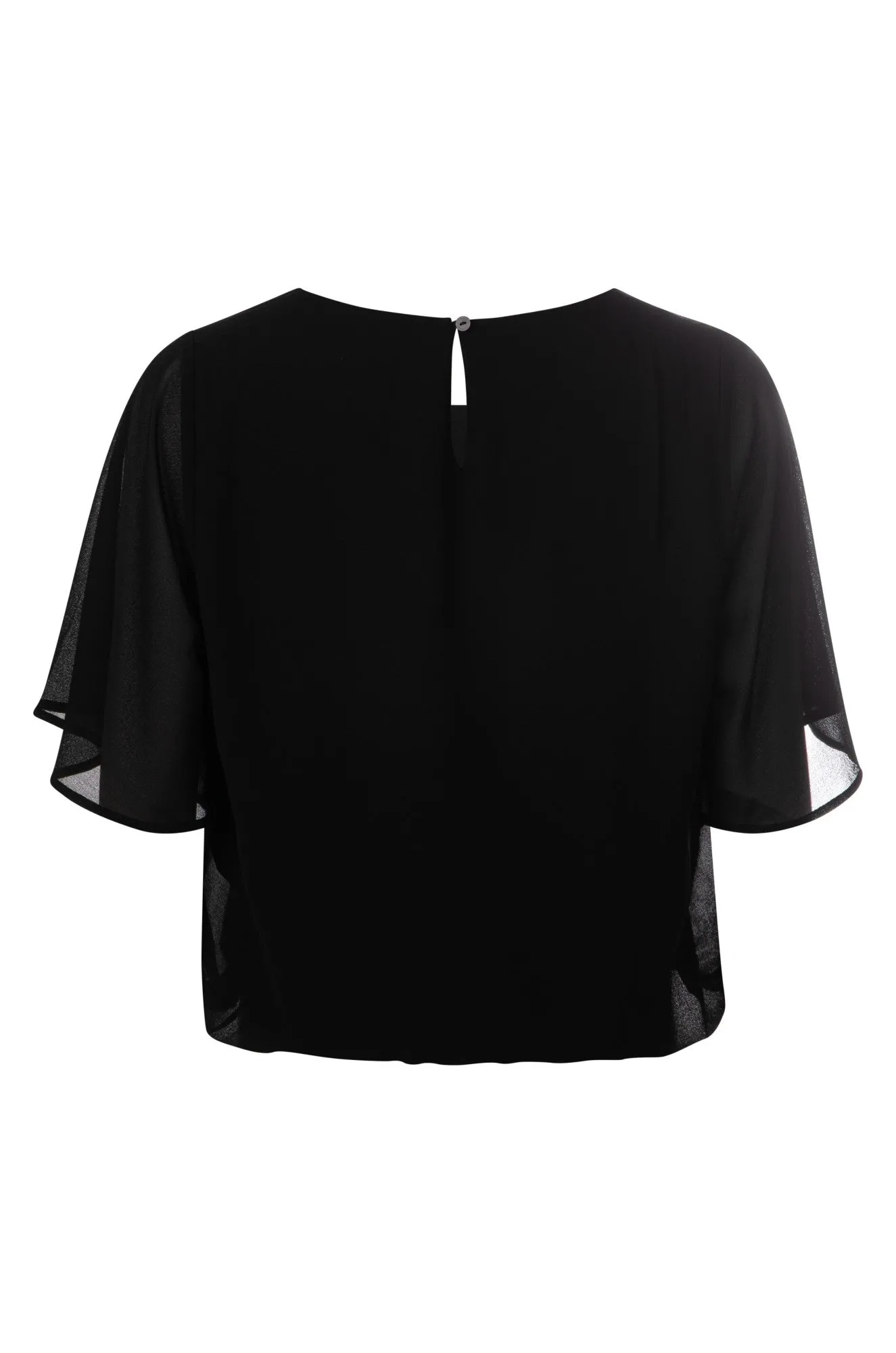 Flutter sleeve Chiffon Top | Black | 8541A1