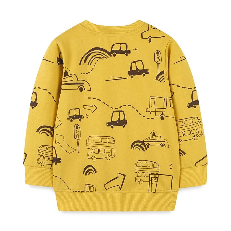 Full Sleeve Vehicle Printed Boys Sweatshirt