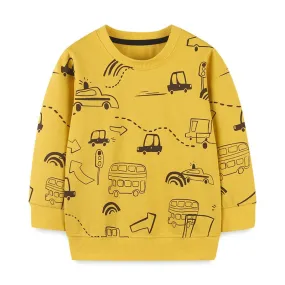 Full Sleeve Vehicle Printed Boys Sweatshirt