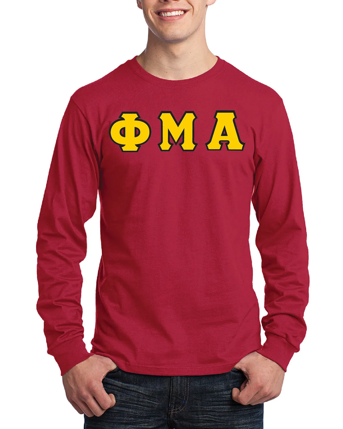 Greek Letter Long Sleeve T-Shirt - Red