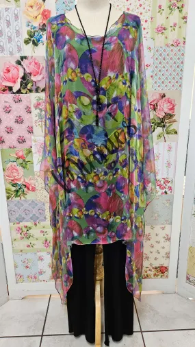 Green Printed Poncho SE0286