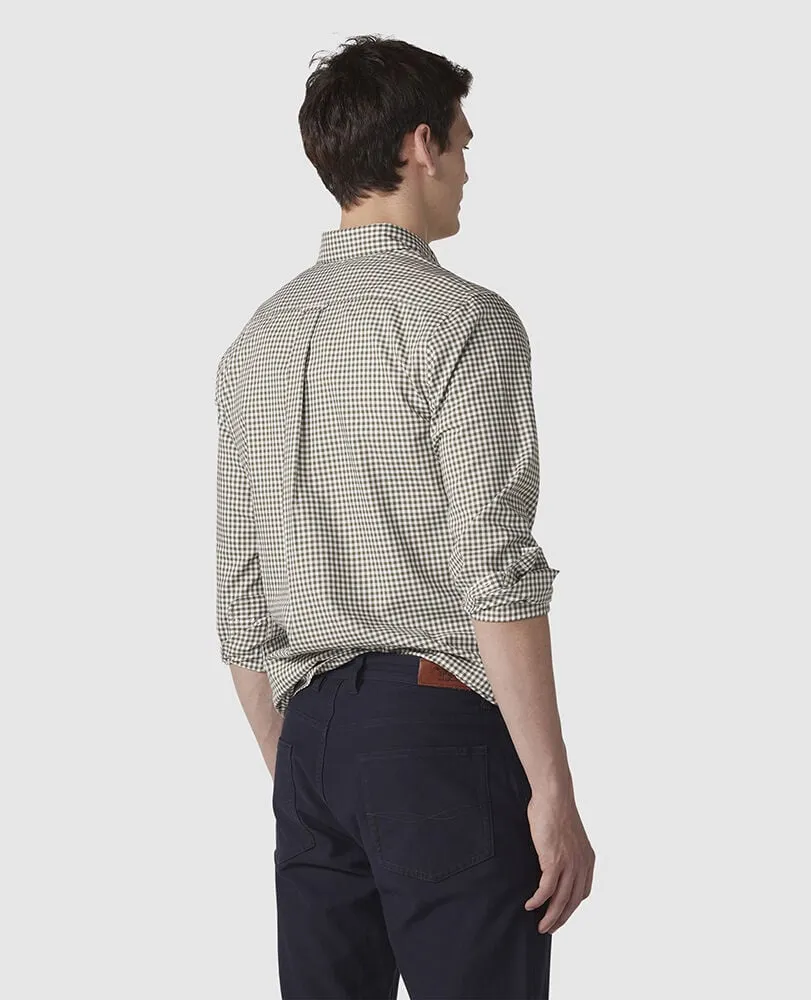 Gunn Check Oxford LS - Loden