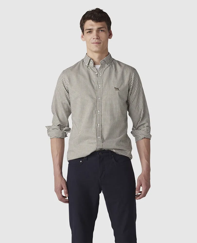 Gunn Check Oxford LS - Loden