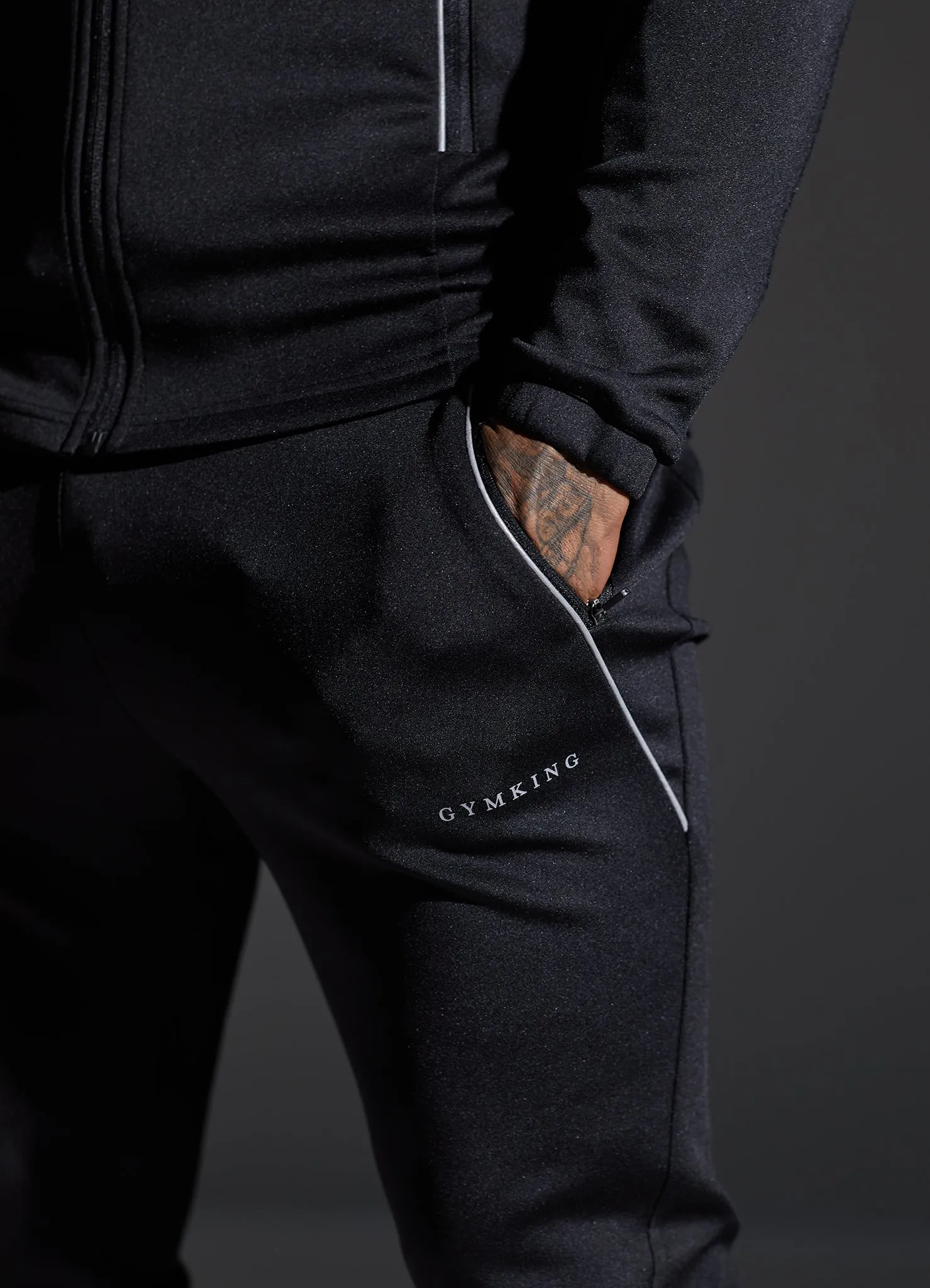 Gym King Eclipse Poly FZ Tracksuit - Black