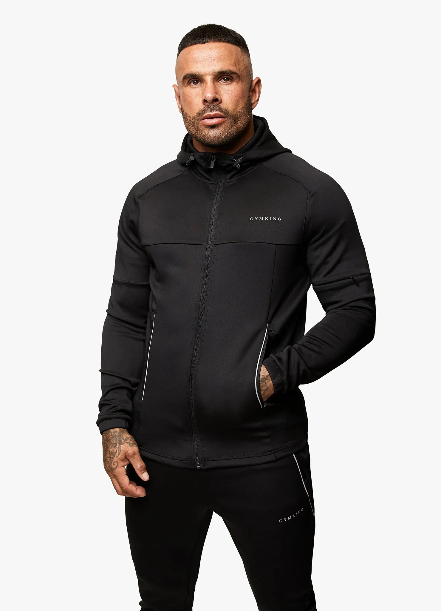 Gym King Eclipse Poly FZ Tracksuit - Black