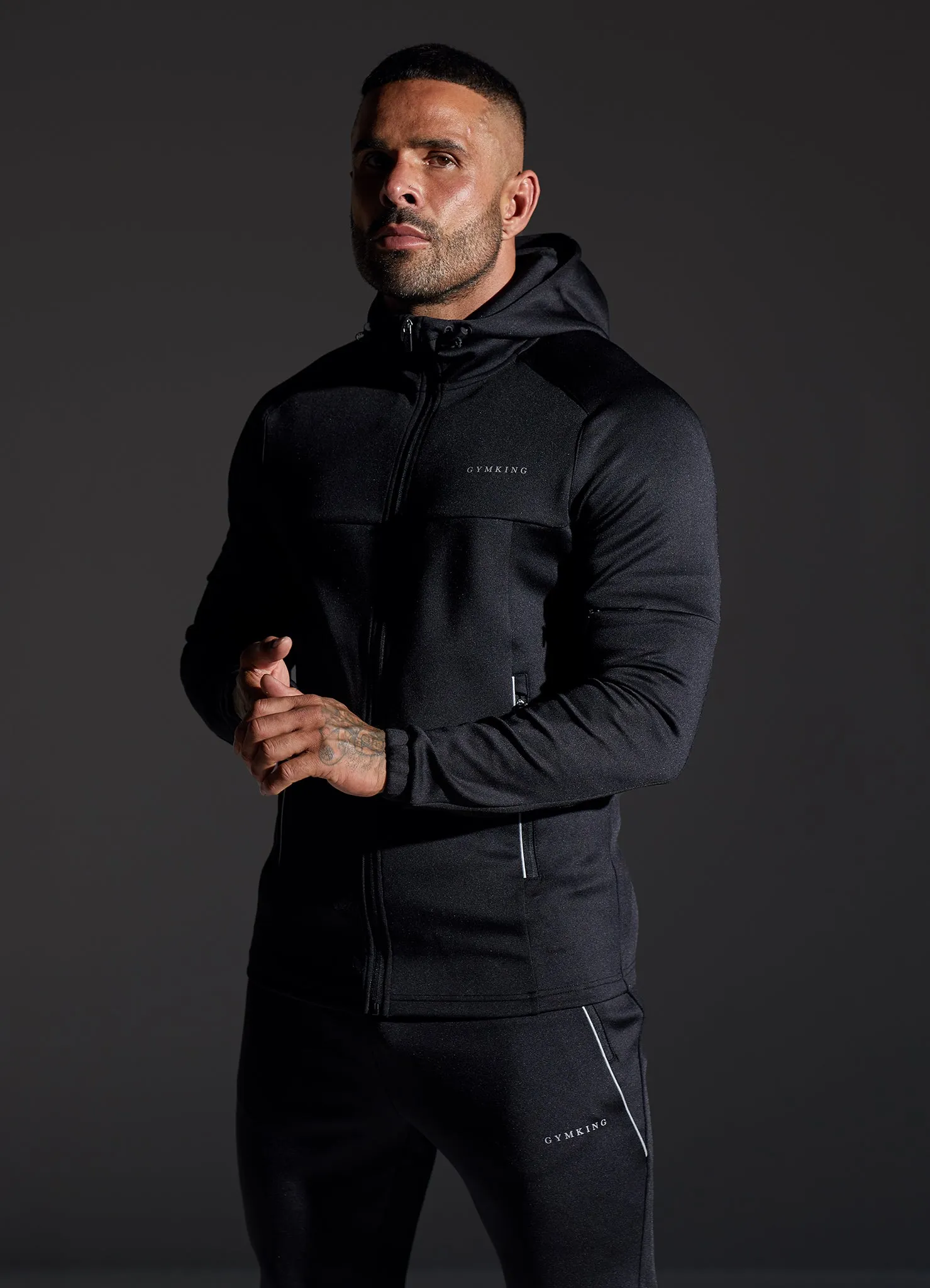 Gym King Eclipse Poly FZ Tracksuit - Black