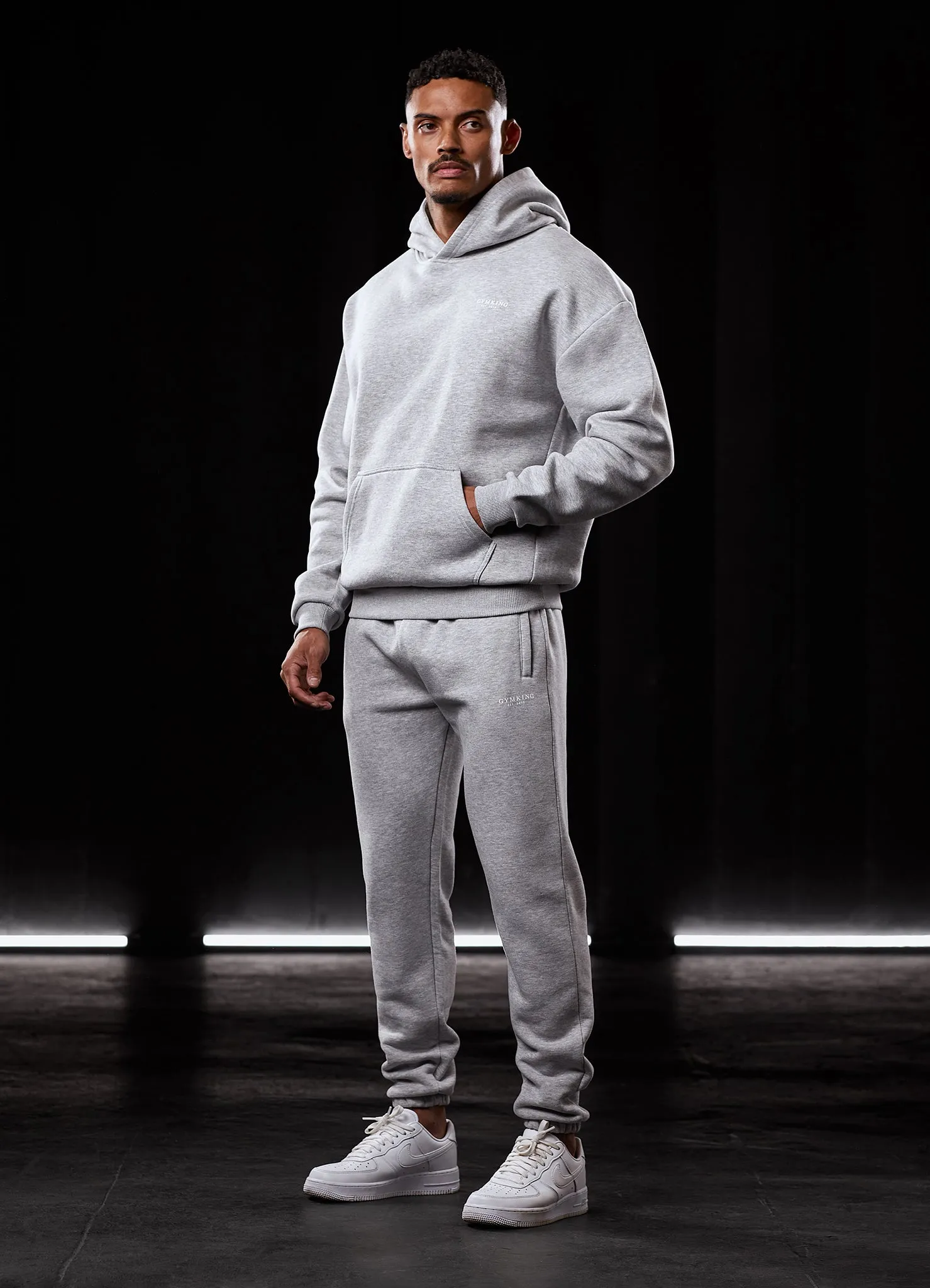 Gym King Established Tracksuit - Light Grey Marl