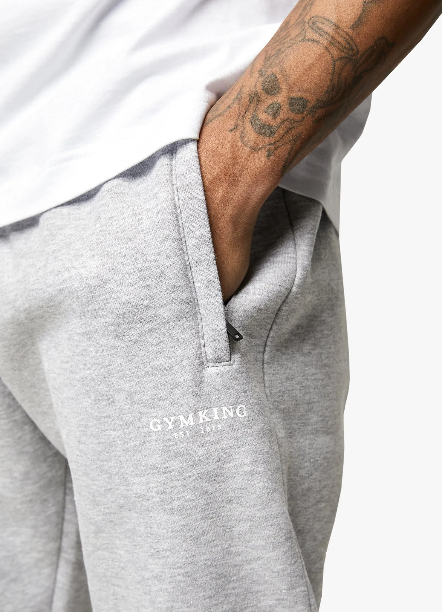 Gym King Established Tracksuit - Light Grey Marl