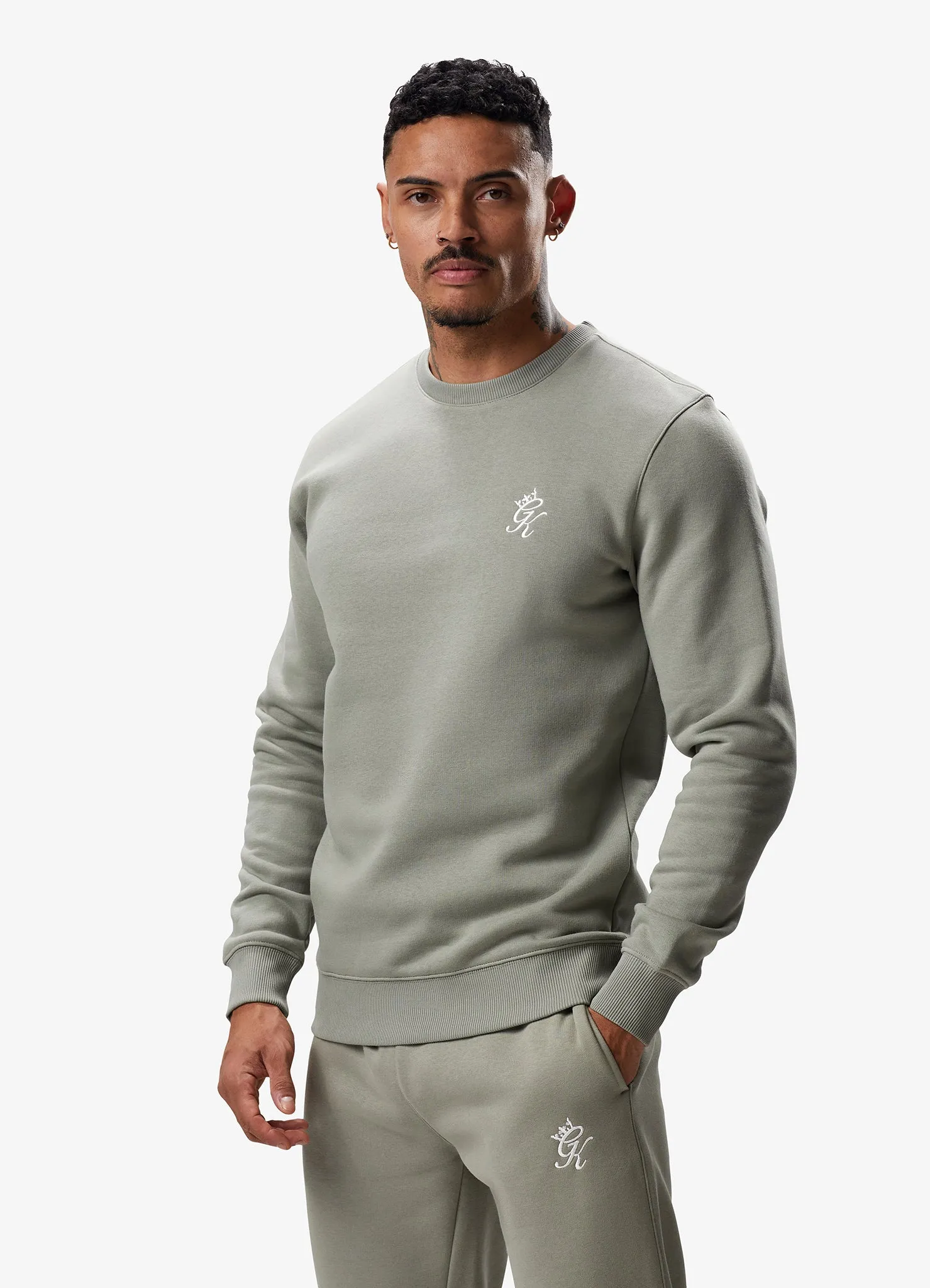 Gym King Fundamental Fleece Crew Tracksuit - Soft Khaki