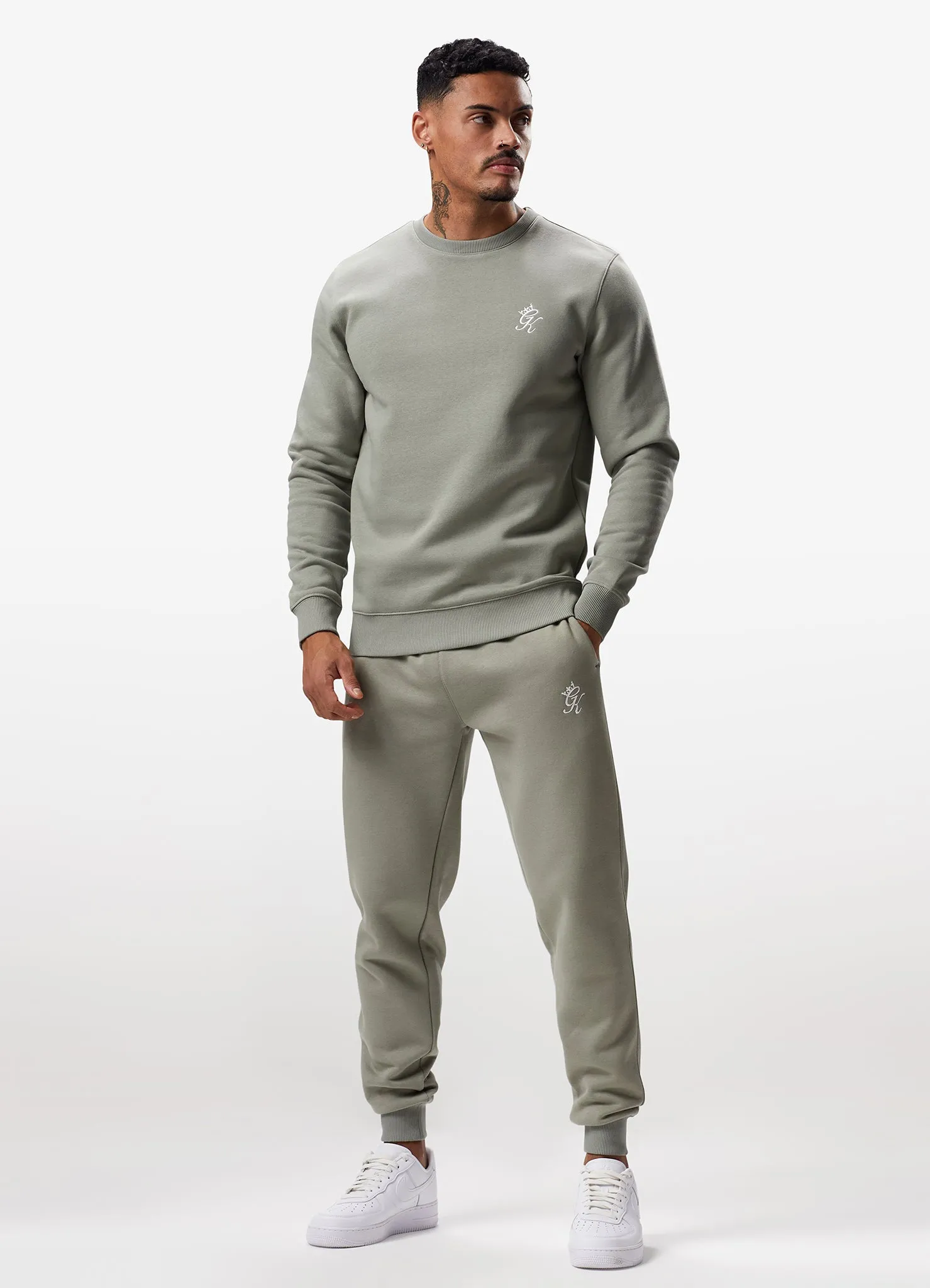 Gym King Fundamental Fleece Crew Tracksuit - Soft Khaki