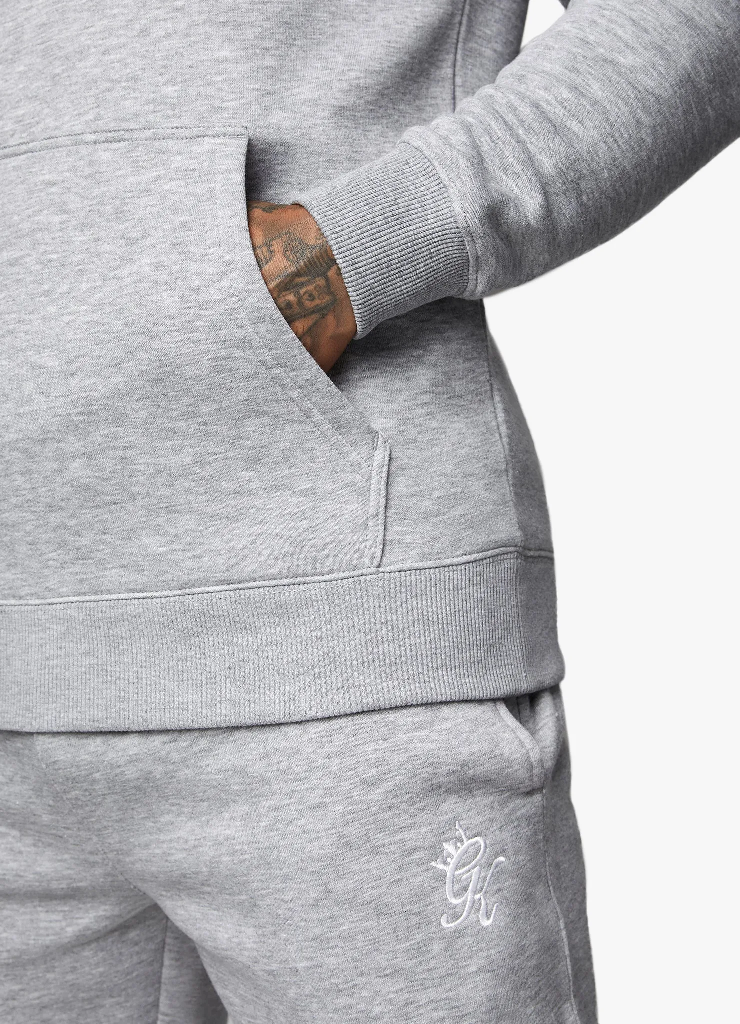 Gym King Fundamental Fleece Hood Tracksuit - Grey Marl