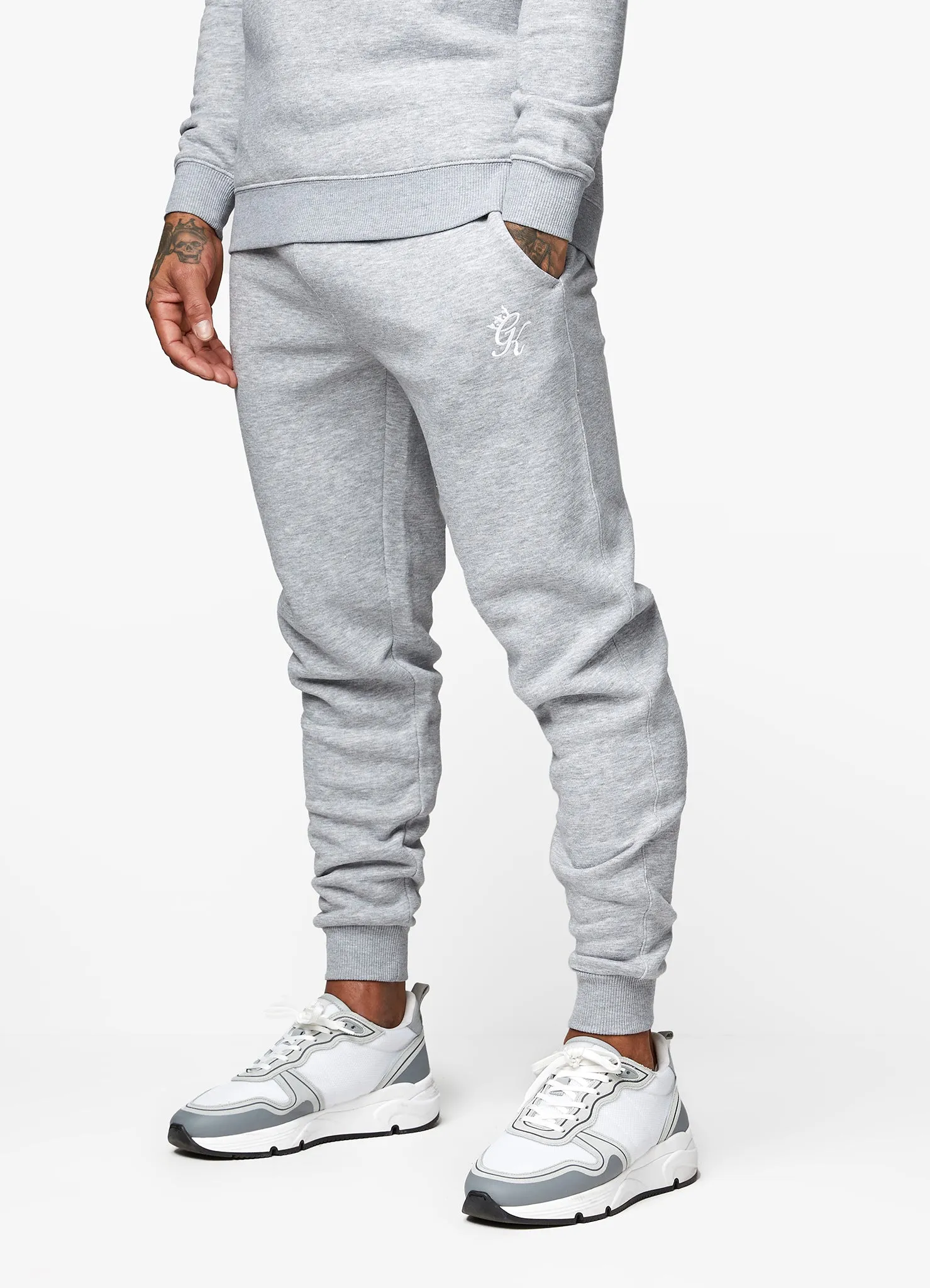 Gym King Fundamental Fleece Hood Tracksuit - Grey Marl