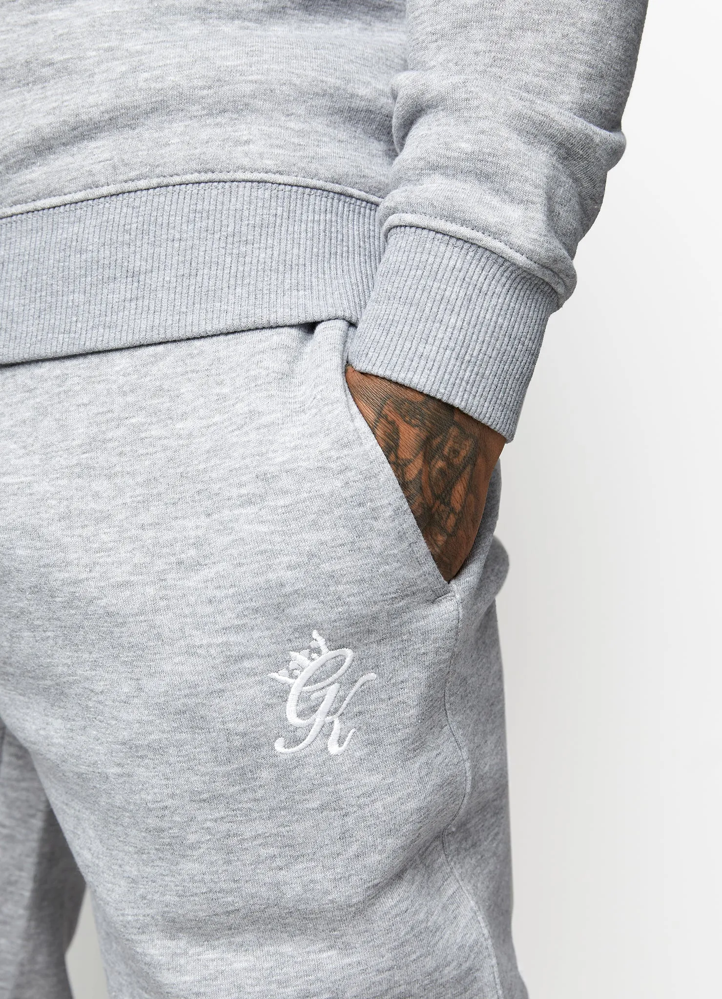 Gym King Fundamental Fleece Hood Tracksuit - Grey Marl