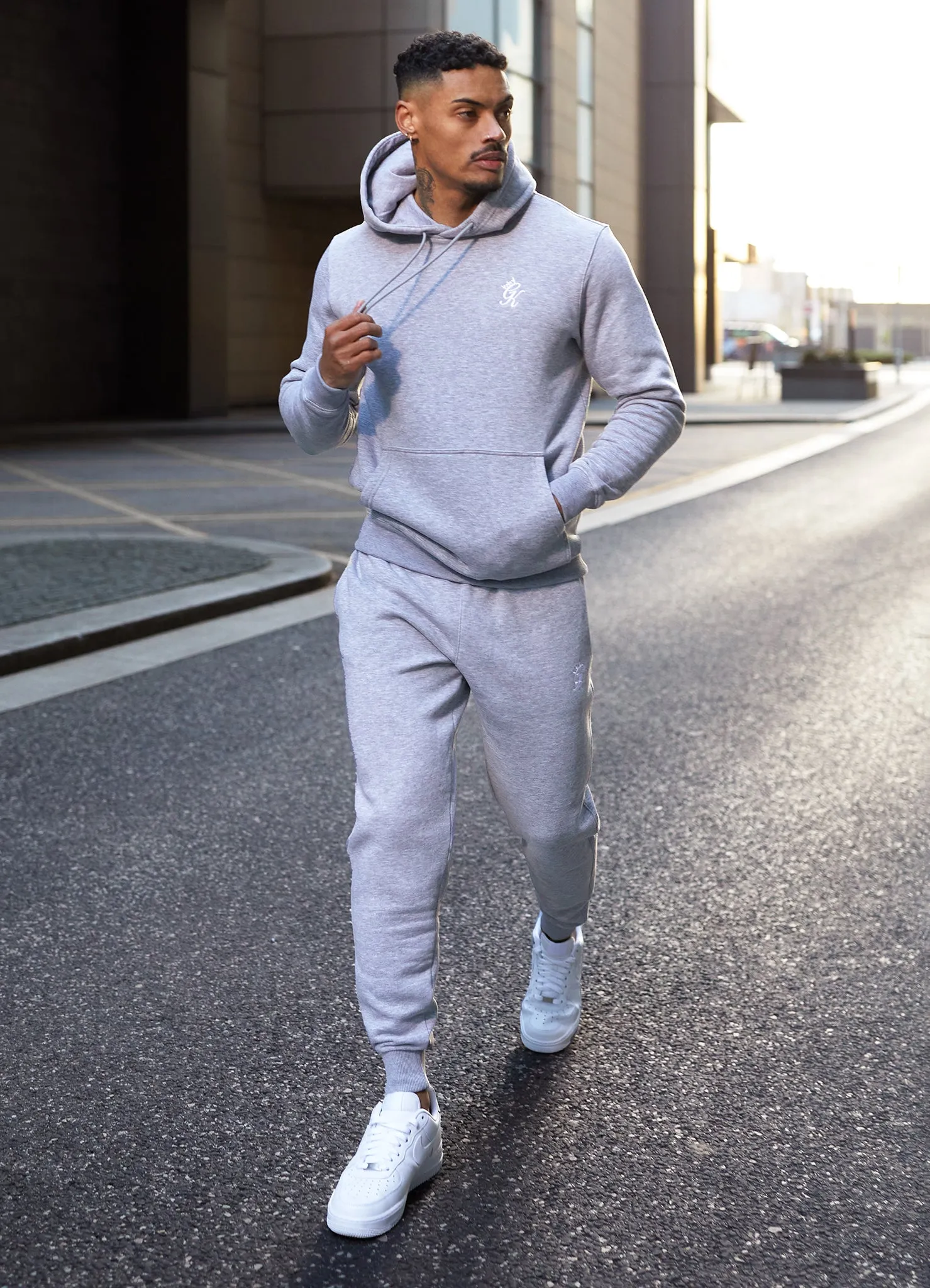 Gym King Fundamental Fleece Hood Tracksuit - Grey Marl