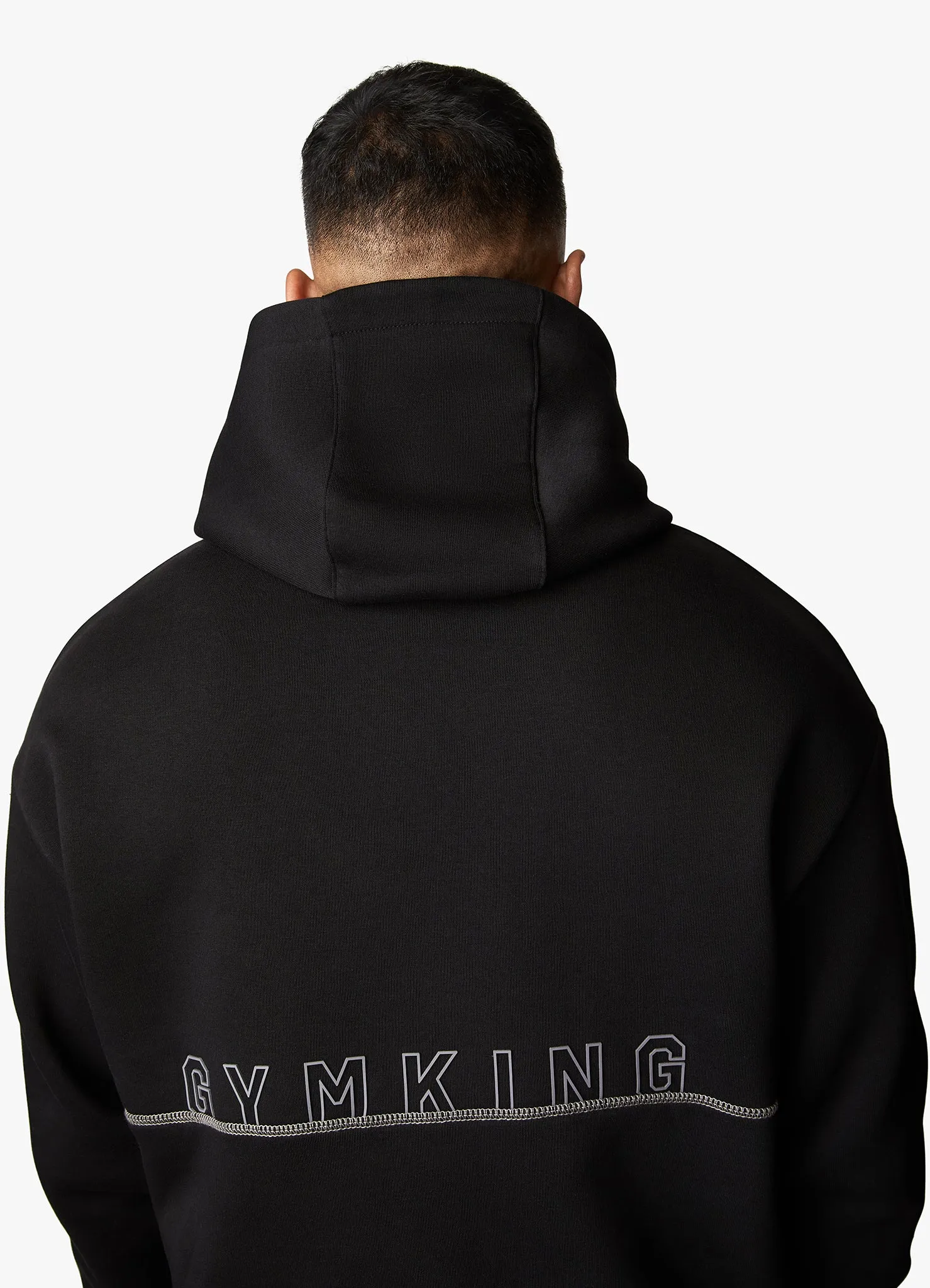 Gym King Outline Print Hood Tracksuit - Black