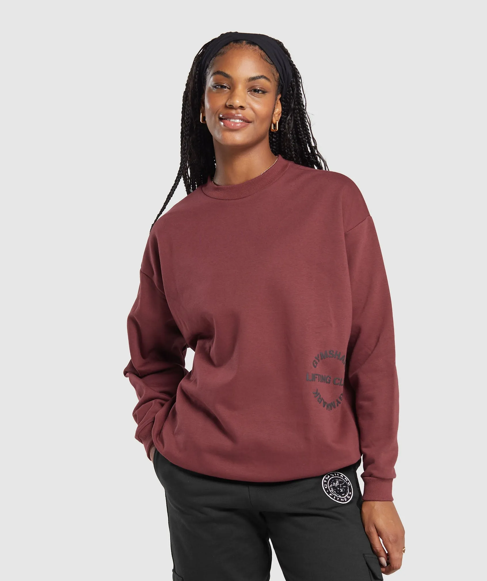 Gymshark Built Oversized Sweatshirt - Washed Burgundy