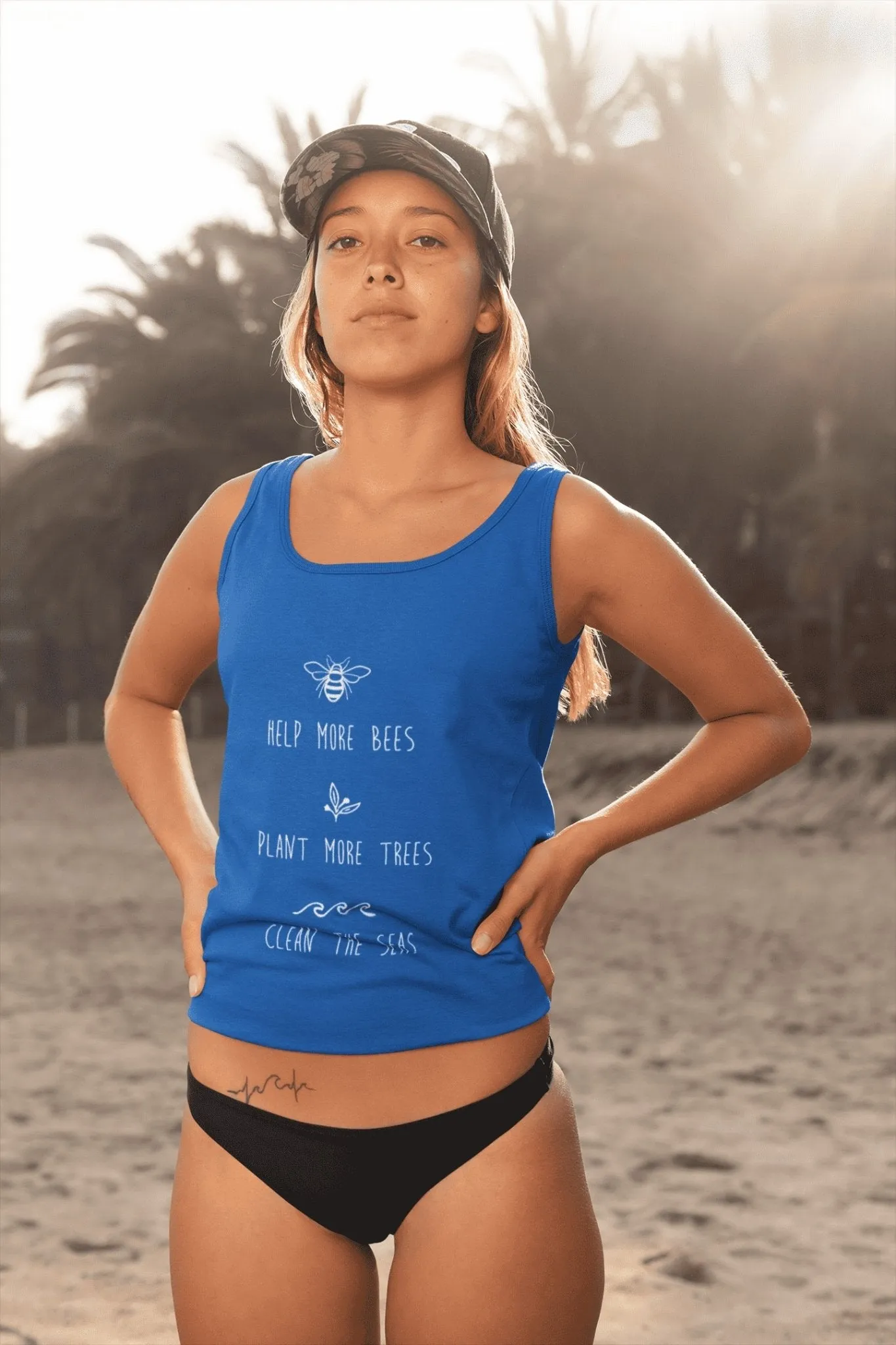 Help more Bees, Plant More Trees, Clean the Seas | Inspire Organic Ladies Tank Top