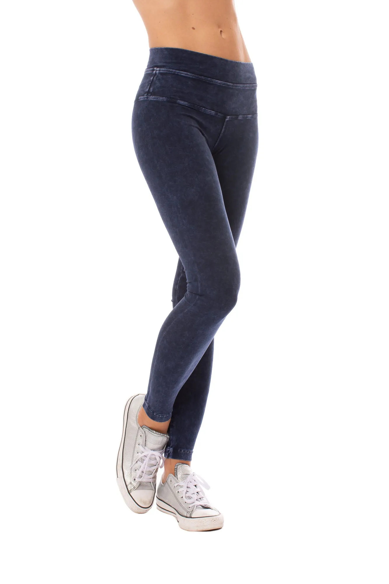 High Rise Ankle Legging (Style W-566, Dark Blue Mineral Wash MW8) by Hard Tail Forever