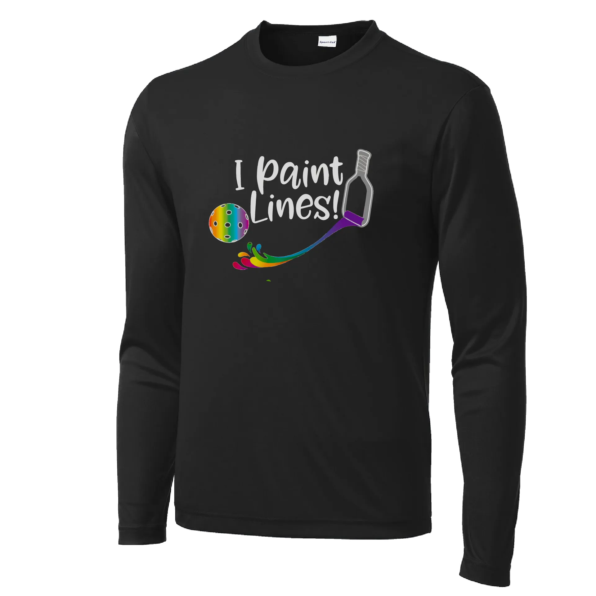 I Paint Lines | Men's Long Sleeve Pickleball Shirt | 100% Polyester