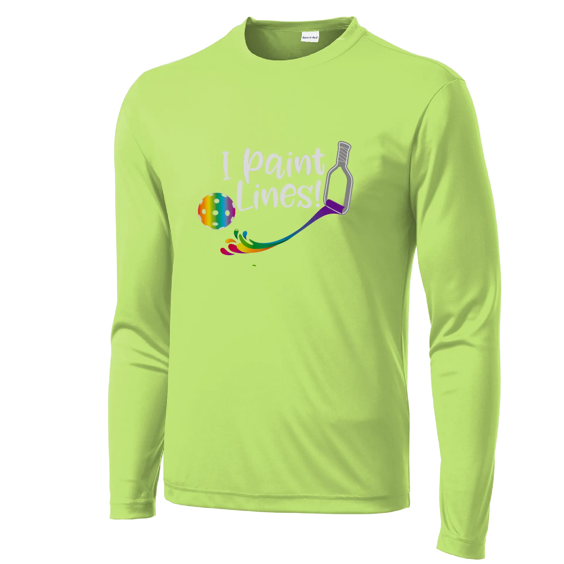 I Paint Lines | Men's Long Sleeve Pickleball Shirt | 100% Polyester