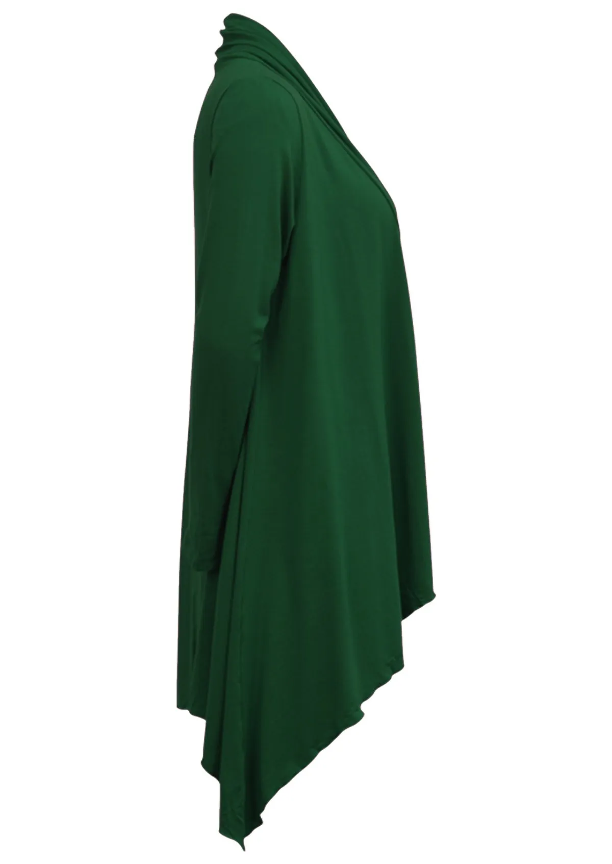 Irregular Hem Stretch Cardi Forest Green