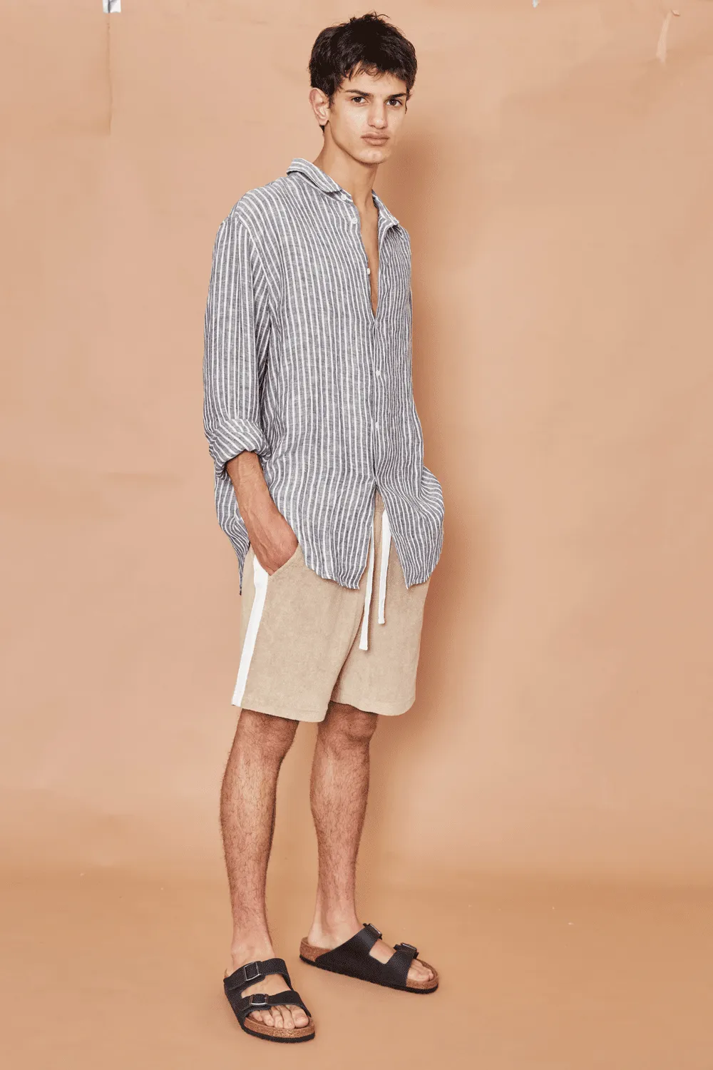 Kore amalfi linen shirt - navy stripe