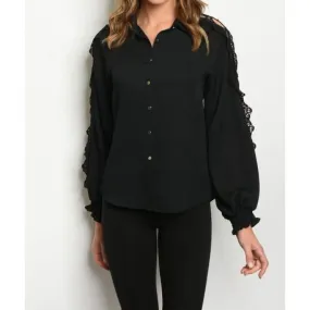 Lace Trimmed Button Down