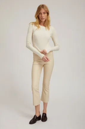 Latte Leather Crop Flare Leggings