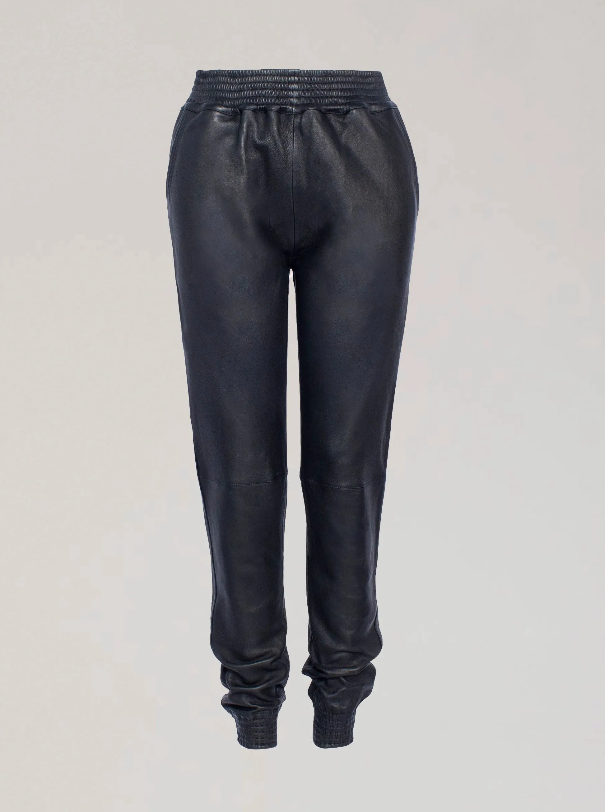 LAUREN LEATHER JOGGER - BLACK