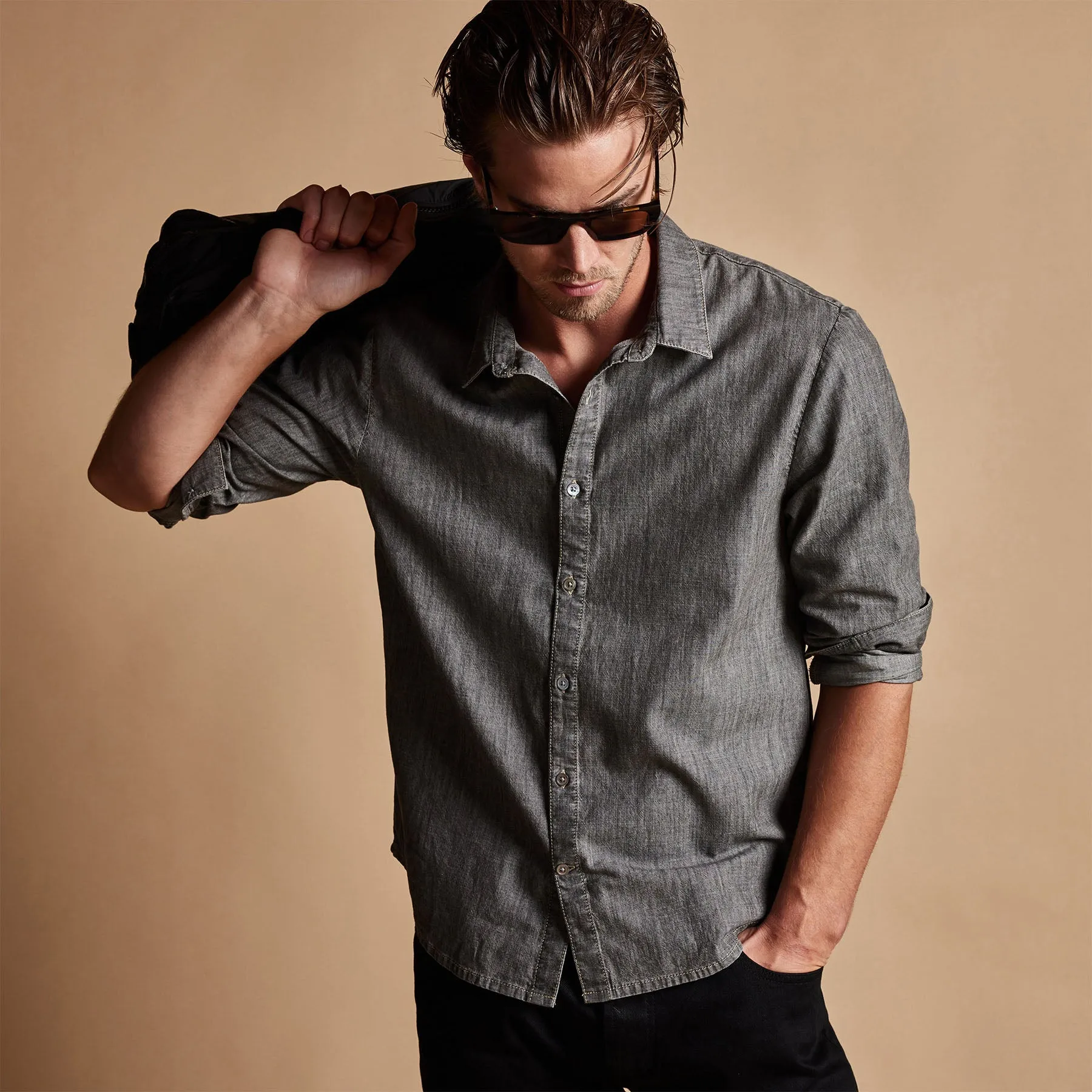 Lightweight Denim Shirt - Grey Denim