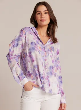 Linen Pocket Button Down - Iris Floral Print