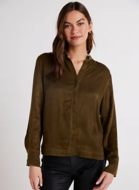 Mandarin Collar Button Down - Autumn Olive