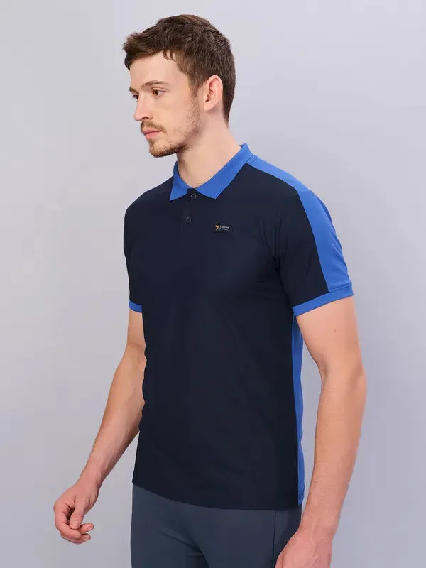 Men Colorblock Slim Fit Polo T-shirt with MATPIQ