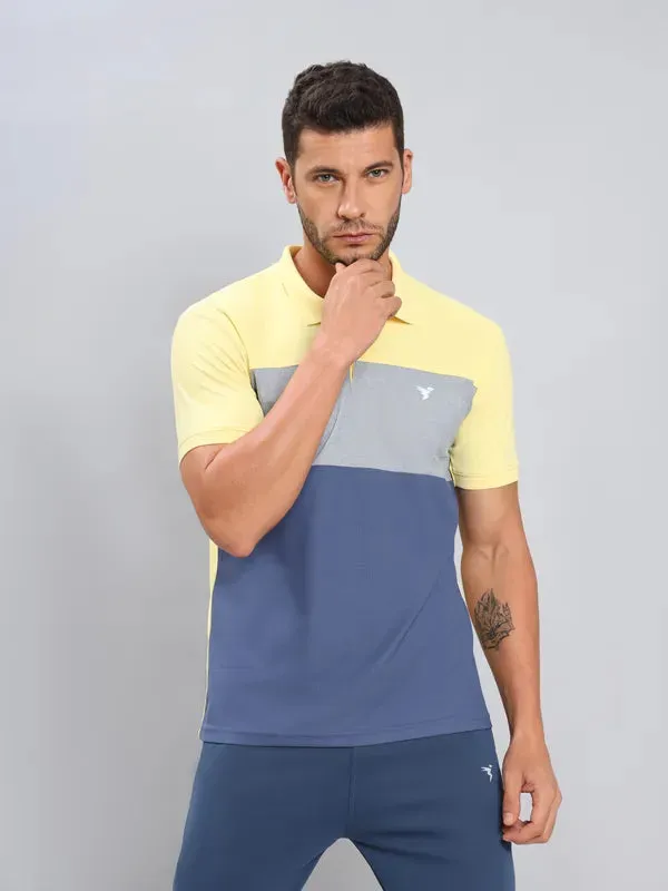 Men Colorblock Slim Fit Polo T-shirt with MATPIQ