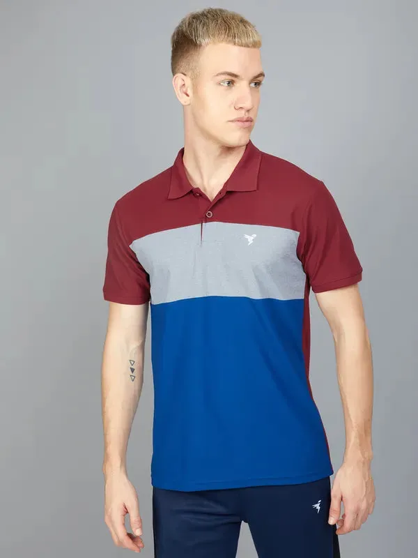 Men Colorblock Slim Fit Polo T-shirt with MATPIQ