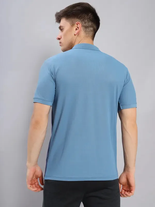 Men Colorblock Slim Fit Polo T-shirt with MATPIQ