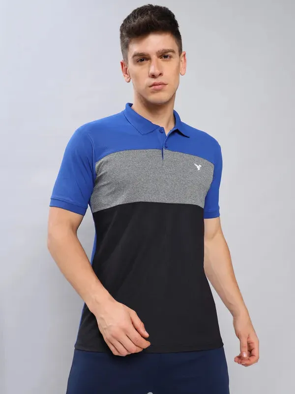 Men Colorblock Slim Fit Polo T-shirt with MATPIQ