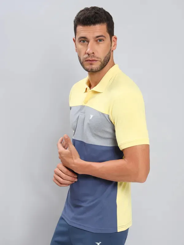 Men Colorblock Slim Fit Polo T-shirt with MATPIQ