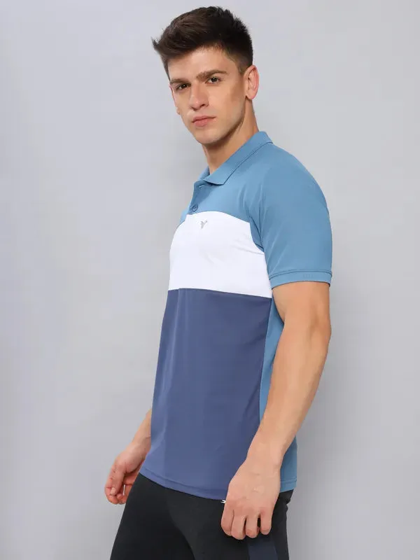 Men Colorblock Slim Fit Polo T-shirt with MATPIQ