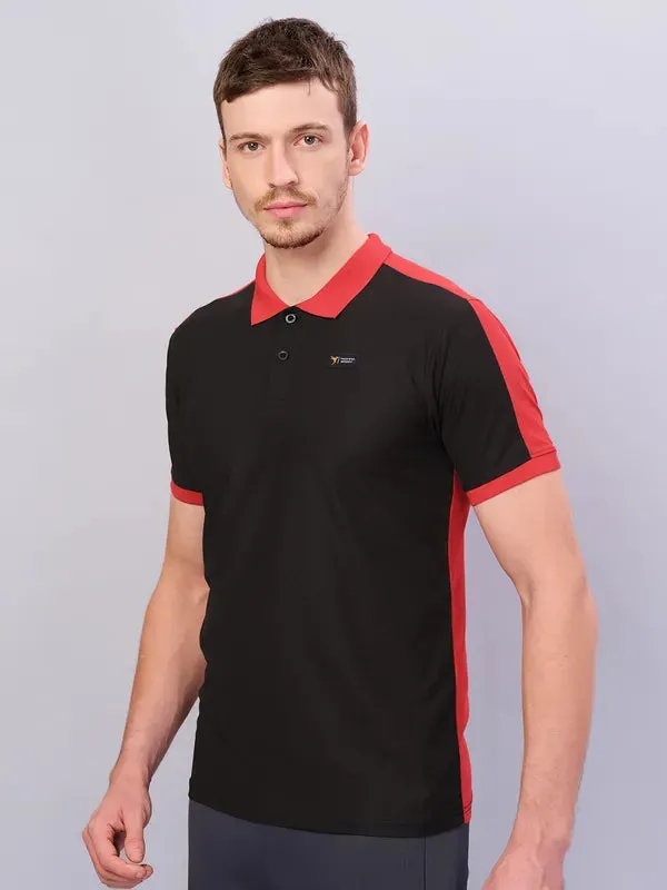 Men Colorblock Slim Fit Polo T-shirt with MATPIQ