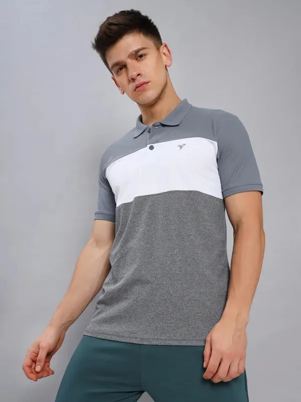 Men Colorblock Slim Fit Polo T-shirt with MATPIQ