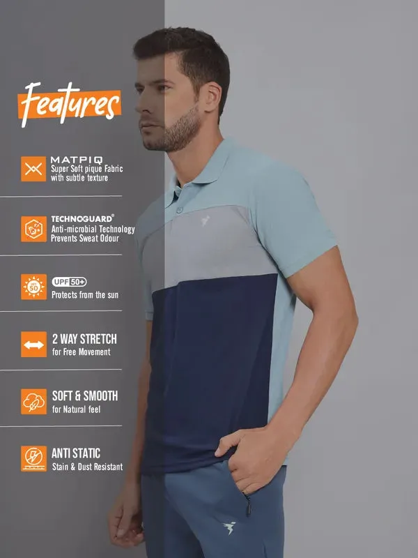 Men Colorblock Slim Fit Polo T-shirt with MATPIQ